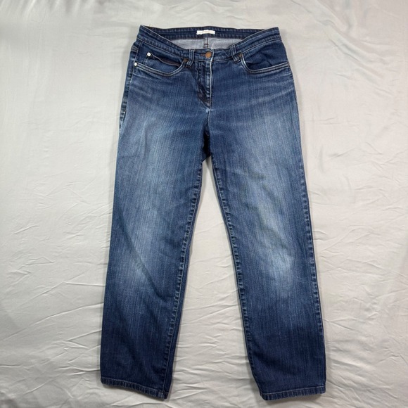 Eileen Fisher Denim - Eileen Fisher Womens Blue Straight Leg Medium Wash Denim Jeans Size 8 Classic